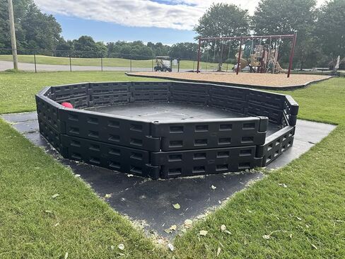 Gaga Ball Pit w/Steel Spike - Inground Mount - Easy Setup for Outdoor Use - Perfect for Schools, Churches, Camps, Municipal and Home Use - Made in USA, Black (Black, 20 Foot) in Saudi Arabia