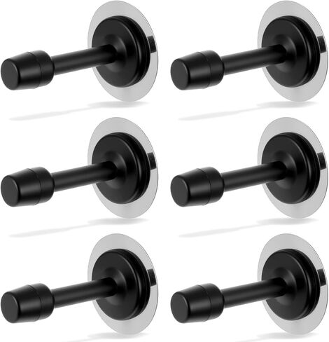 6 Pcs Door Stop, 3.15 Inch Heavy Duty Stainless Steel Door Stopper with Rubber Tips Bumper, Wall Mounted Doors Holder Protection Sound Dampening, Matte Black (2 Installation Ways) in Kuwait