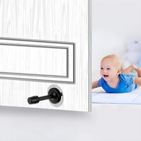 6 Pcs Door Stop, 3.15 Inch Heavy Duty Stainless Steel Door Stopper with Rubber Tips Bumper, Wall Mounted Doors Holder Protection Sound Dampening, Matte Black (2 Installation Ways) in Kuwait