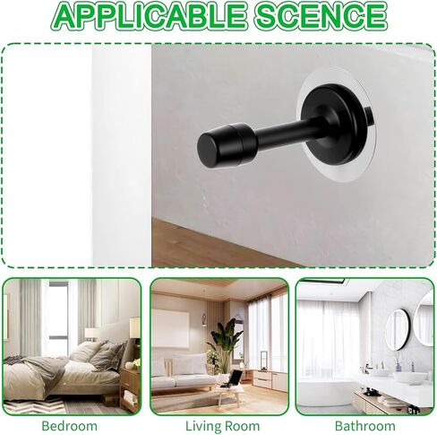 6 Pcs Door Stop, 3.15 Inch Heavy Duty Stainless Steel Door Stopper with Rubber Tips Bumper, Wall Mounted Doors Holder Protection Sound Dampening, Matte Black (2 Installation Ways) in Kuwait