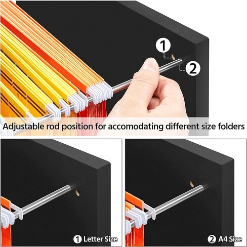 Topeakmart Rolling Vertical Filing Cabinet with 2 Drawer and 1 Open Compartments, File Storage Cabinet with Lock, Printer Stand for Home and Office Black/Rustic Brown in Kuwait