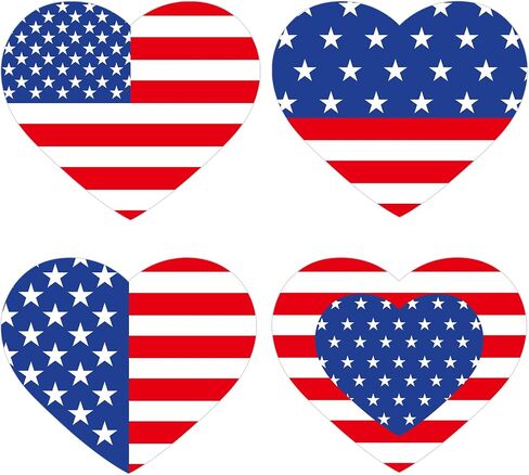 Patriotic Stickers American Flag Stickers - 480Pcs 1.5 Inch Self-Adhesive Heart 4th of July Sticker USA Flag Sticker for Envelopes Seals, 4th of July Memorial Day Party Decorations (Heart) in Saudi Arabia