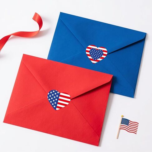 Patriotic Stickers American Flag Stickers - 480Pcs 1.5 Inch Self-Adhesive Heart 4th of July Sticker USA Flag Sticker for Envelopes Seals, 4th of July Memorial Day Party Decorations (Heart) in Saudi Arabia