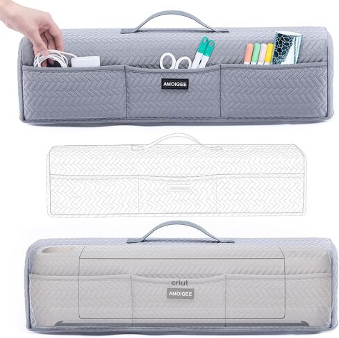 Amoigee Stepressy & Dust Rase Cover لـ Cricut Maker 4 ، Cricut Explore 4 ، Cricut Explore Air 2 ، Cricut Maker 3-غطاء آلة مقطوعة مع جيوب لإكسسوارات CRICUT واللوازم والأدوات in Kuwait