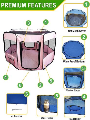 Portable Pet Playpen 45 * 45 * 22" Premium Large Size Puppy Kennel - Best for Small and Medium Size Dogs and Cats - Simple Folding Design for Easy Storage in Kuwait