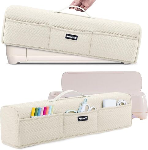 Amoigee Stepressy & Dust Rase Cover لـ Cricut Maker 4 ، Cricut Explore 4 ، Cricut Explore Air 2 ، Cricut Maker 3-غطاء آلة مقطوعة مع جيوب لإكسسوارات CRICUT واللوازم والأدوات in Kuwait