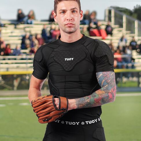 TUOYR Mens Football Rib Protector with Pads Adult Protective Undershirt Heart Guard for Softball Rugby Lacrosse in Saudi Arabia