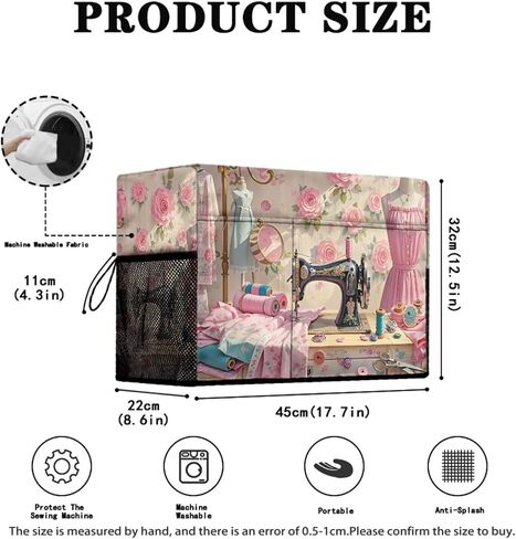 Sewing Machine Protective Cover and Table Mat with Small Cylinder and Pocket Durable Waterproof Sewing Supplies For Fits Standard Singer, Brother and Janome Machines Sewing Element in Kuwait