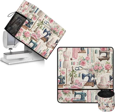 Sewing Machine Protective Cover and Table Mat with Small Cylinder and Pocket Durable Waterproof Sewing Supplies For Fits Standard Singer, Brother and Janome Machines Sewing Element in Kuwait