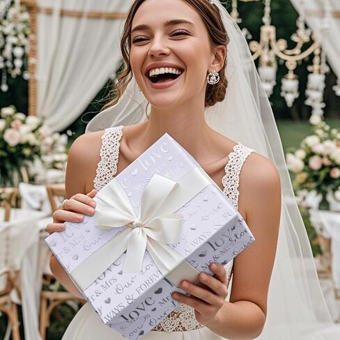 RUSPEPA Wedding Wrapping Paper, Mini Roll, Silvery Gold Foil LOVE Design, Perfect for Wedding, Bridal Shower, Anniversary, Engagement, 17 Inches x 16.5 Feet in Saudi Arabia