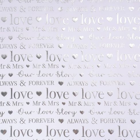 RUSPEPA Wedding Wrapping Paper, Mini Roll, Silvery Gold Foil LOVE Design, Perfect for Wedding, Bridal Shower, Anniversary, Engagement, 17 Inches x 16.5 Feet in Saudi Arabia