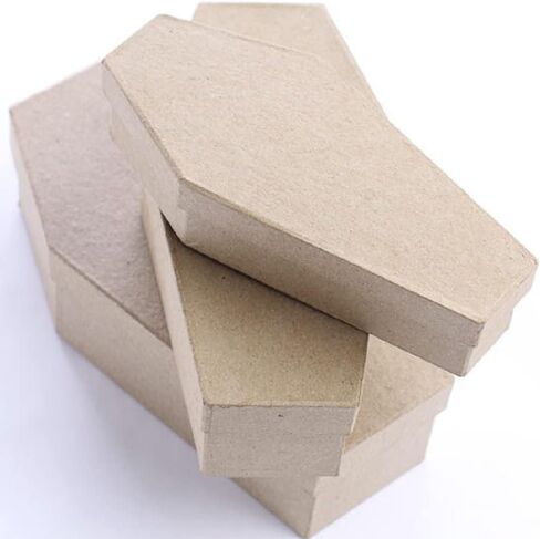 Factory Direct Craft Unfinished Paper Mache Coffin Boxes for Halloween Gothic Crafts and Decorations | Set of 6 Coffins in Kuwait