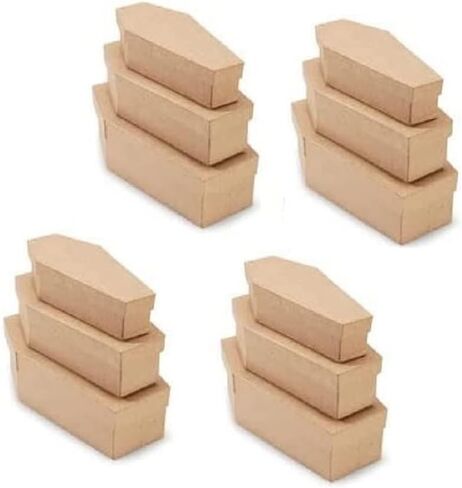 Factory Direct Craft Unfinished Paper Mache Coffin Boxes for Halloween Gothic Crafts and Decorations | Set of 6 Coffins in Kuwait