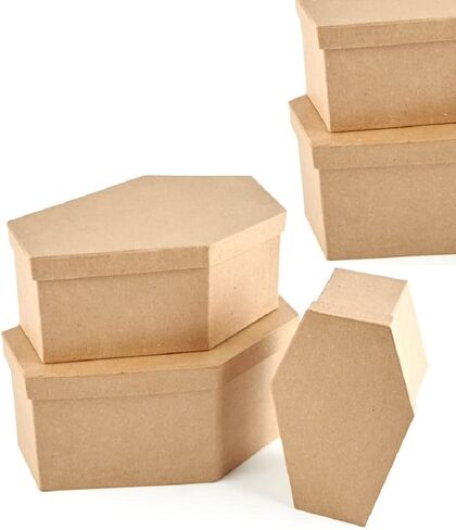 Factory Direct Craft Unfinished Paper Mache Coffin Boxes for Halloween Gothic Crafts and Decorations | Set of 6 Coffins in Kuwait