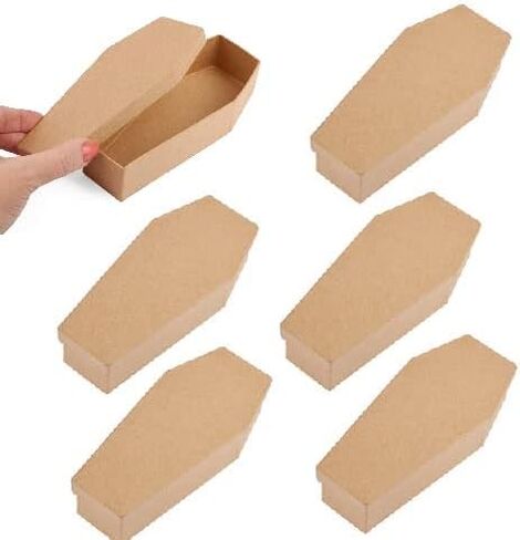 Factory Direct Craft Unfinished Paper Mache Coffin Boxes for Halloween Gothic Crafts and Decorations | Set of 6 Coffins in Kuwait