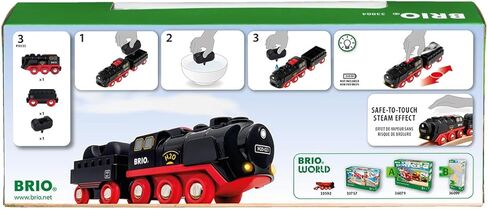 Brio World 33884 Battery-Operated Steaming Train | Toy Train with Light and Steam Effects for Kids Age 3 and Up, Black in Saudi Arabia