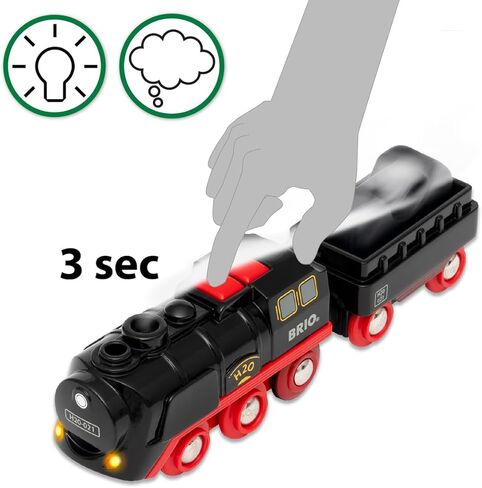 Brio World 33884 Battery-Operated Steaming Train | Toy Train with Light and Steam Effects for Kids Age 3 and Up, Black in Saudi Arabia