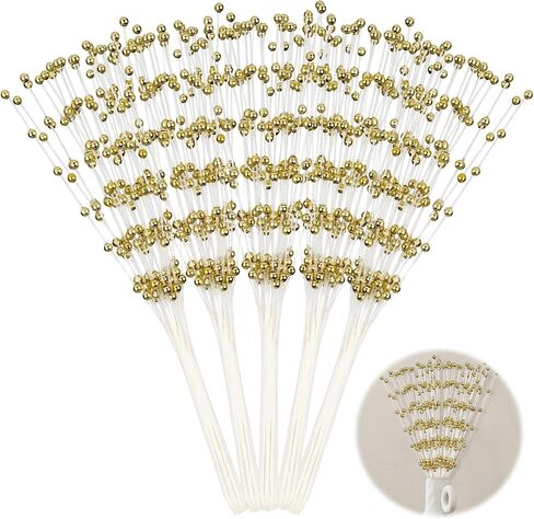50Pcs Pearl Sticks for Flower Bouquet, Bead String of Pearls, Pearl Floral Picks, 4mm Bead String Garland DIY Bouquet Accessories for Wedding Bridal Shower Home Christmas Party Decoration (White) in Saudi Arabia