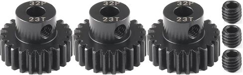 32P 23T RC CAR GEAR SET | 45# أكسيد الأسود الصلب | 5 ملم تتحمل +0.03mm | ترس ترس محرك هندسي دقيق مع Traxxas/ARRMA/HPI/KYOSHO (3 عبوات مع مسامير مجموعة M4) in Kuwait
