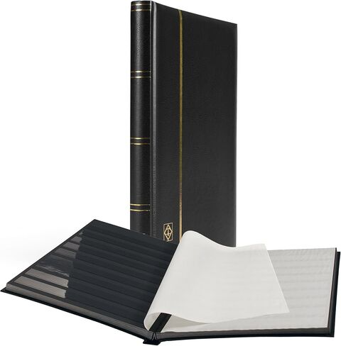 Lighthouse 32 Black Page Leatherette Cover Stamp Stockbook, LSP4/16 Blue in Kuwait