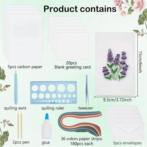 Webeedy 20 Sets Quilling Kit للبالغين المبتدئين 5 أنماط طقم لبطاقات التراجع زهرة مع تعليمات DIY بطاقات زهور فريدة من نوعها لعيد عيد الحب يوم رأس السنة in Saudi Arabia