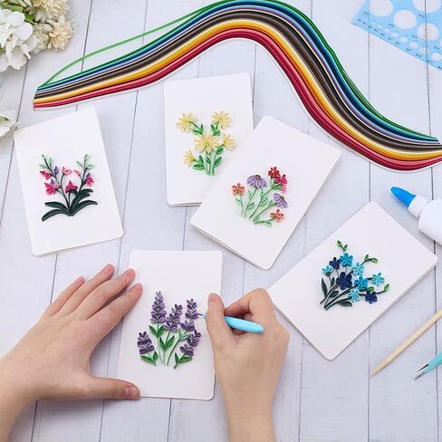 Webeedy 20 Sets Quilling Kit للبالغين المبتدئين 5 أنماط طقم لبطاقات التراجع زهرة مع تعليمات DIY بطاقات زهور فريدة من نوعها لعيد عيد الحب يوم رأس السنة in Saudi Arabia