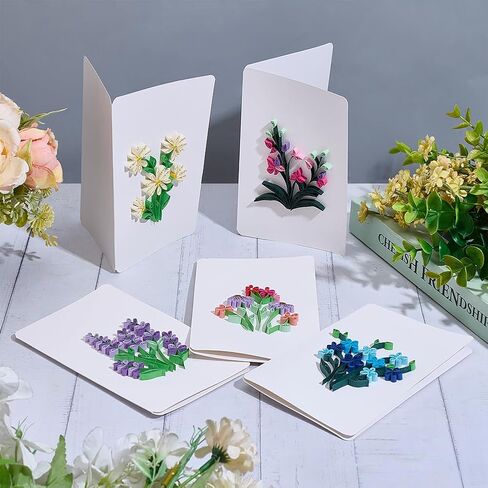 Webeedy 20 Sets Quilling Kit للبالغين المبتدئين 5 أنماط طقم لبطاقات التراجع زهرة مع تعليمات DIY بطاقات زهور فريدة من نوعها لعيد عيد الحب يوم رأس السنة in Saudi Arabia