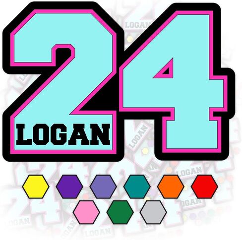 Personalized Sticker Name and Number Sticker BaseBall Sticker Softball Sticker Basketball Sticker Racing Sticker Ice Hockey Sticker Custom Name Number Sticker in Kuwait
