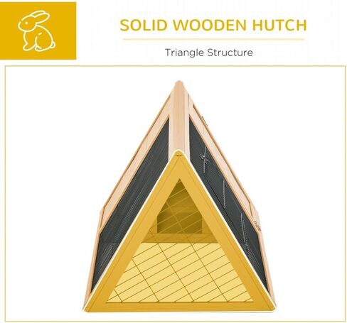 قفص أرنب خشبي A -Frame مع الأسلاك الخارجية - سلكي ، قفص حيوان صغير محمول ، منزل الحيوانات الأليفة 45.75 "L x 24.5" W × 20.75 "H in Kuwait