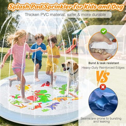 Splash Pad Light Up Sprinkler Pool for Kids and Dog 59in Thicken Fun Backyard Fountain Play Mat Summer Outdoor Water Toys for Ages 3-5 Boys Girls (Blue) in Saudi Arabia