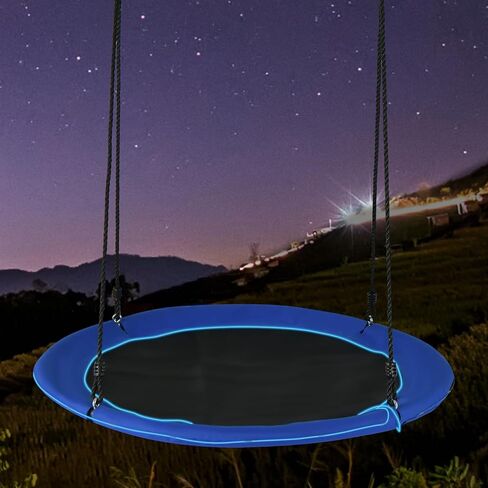 Costzon 40 "أرجوحة الأشجار مع مصابيح LED للأطفال البالغين ، Saucer في الهواء الطلق الداخلي مع حبل معلقة متعددة القابلة للتعديل للأشجار ، الفناء الخلفي ، الملعب (ملون) in Kuwait