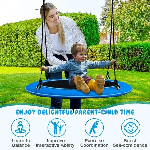 Costzon 40 "أرجوحة الأشجار مع مصابيح LED للأطفال البالغين ، Saucer في الهواء الطلق الداخلي مع حبل معلقة متعددة القابلة للتعديل للأشجار ، الفناء الخلفي ، الملعب (ملون) in Kuwait