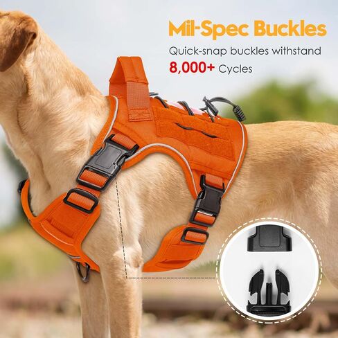 Heavy-Duty Tactical Dog Harness for Large Dogs, No Pull Adjustable Reflective Pet Vest with Molle System, K9 Military-Grade Control for Service Training, Outdoor & 10+ Breeds, Pink, Large in Kuwait