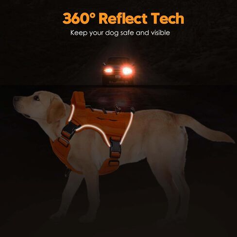 Heavy-Duty Tactical Dog Harness for Large Dogs, No Pull Adjustable Reflective Pet Vest with Molle System, K9 Military-Grade Control for Service Training, Outdoor & 10+ Breeds, Pink, Large in Kuwait