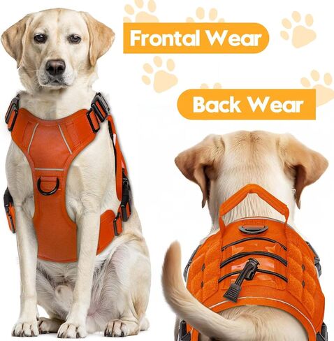 Heavy-Duty Tactical Dog Harness for Large Dogs, No Pull Adjustable Reflective Pet Vest with Molle System, K9 Military-Grade Control for Service Training, Outdoor & 10+ Breeds, Pink, Large in Kuwait