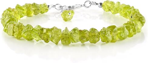 أساور infinitygemsart peridot الحجر الحجري الهدايا عيد الميلاد للنساء 925 سلسلة الفضة الاسترليني 8 بوصة المجوهرات الخشنة الأحجار الكريمة الطبيعية ، الكريستال الخضراء ، أغسطس موطن شقرا الحجارة in Saudi Arabia