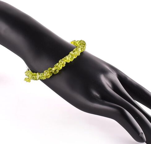 أساور infinitygemsart peridot الحجر الحجري الهدايا عيد الميلاد للنساء 925 سلسلة الفضة الاسترليني 8 بوصة المجوهرات الخشنة الأحجار الكريمة الطبيعية ، الكريستال الخضراء ، أغسطس موطن شقرا الحجارة in Saudi Arabia