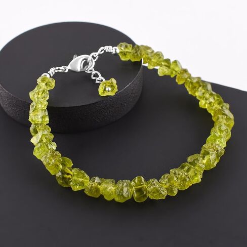 أساور infinitygemsart peridot الحجر الحجري الهدايا عيد الميلاد للنساء 925 سلسلة الفضة الاسترليني 8 بوصة المجوهرات الخشنة الأحجار الكريمة الطبيعية ، الكريستال الخضراء ، أغسطس موطن شقرا الحجارة in Saudi Arabia