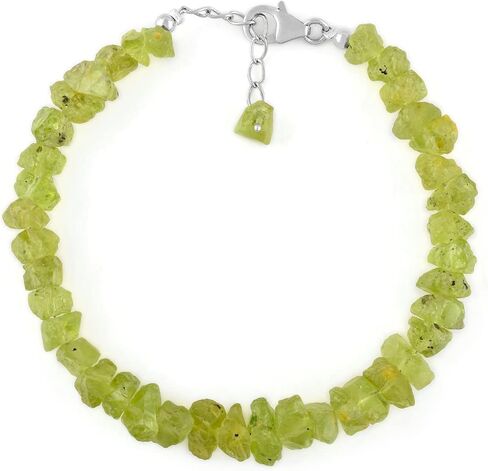 أساور infinitygemsart peridot الحجر الحجري الهدايا عيد الميلاد للنساء 925 سلسلة الفضة الاسترليني 8 بوصة المجوهرات الخشنة الأحجار الكريمة الطبيعية ، الكريستال الخضراء ، أغسطس موطن شقرا الحجارة in Saudi Arabia