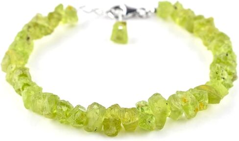 أساور infinitygemsart peridot الحجر الحجري الهدايا عيد الميلاد للنساء 925 سلسلة الفضة الاسترليني 8 بوصة المجوهرات الخشنة الأحجار الكريمة الطبيعية ، الكريستال الخضراء ، أغسطس موطن شقرا الحجارة in Saudi Arabia