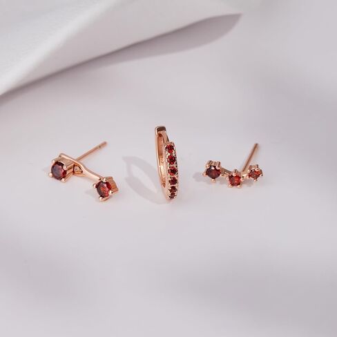 Gold Hoop Earrings for Women, 14K Gold Black Diamond Stud Huggie Jacket Earrings Set for Multiple Piercing Hypoallergenic Trendy Jewelry, 925 Sterling Silver Post Cartilage Earrings Gifts for Women Girls in Saudi Arabia