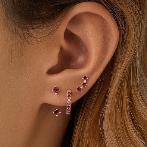 Gold Hoop Earrings for Women, 14K Gold Black Diamond Stud Huggie Jacket Earrings Set for Multiple Piercing Hypoallergenic Trendy Jewelry, 925 Sterling Silver Post Cartilage Earrings Gifts for Women Girls in Saudi Arabia