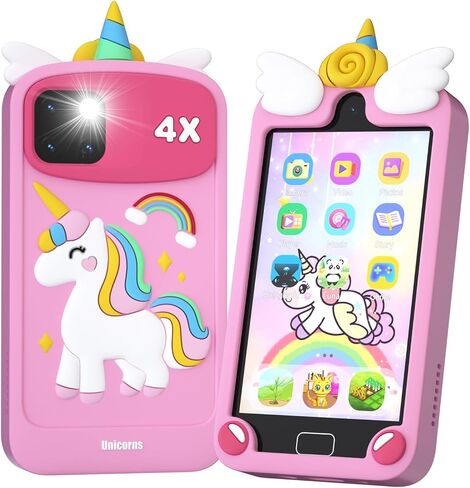 Kids Smart Phone for Girls, 4.0" Touchscreen Dual Camera Cell Phone, Toddler Preschool Learning Educational Toys Birthday Gifts for Age 3 4 5 6 Year Old, Music Player, Puzzle Games, 32GB(Pink) in Saudi Arabia