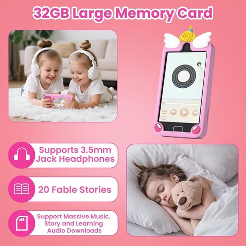 Kids Smart Phone for Girls, 4.0" Touchscreen Dual Camera Cell Phone, Toddler Preschool Learning Educational Toys Birthday Gifts for Age 3 4 5 6 Year Old, Music Player, Puzzle Games, 32GB(Pink) in Saudi Arabia