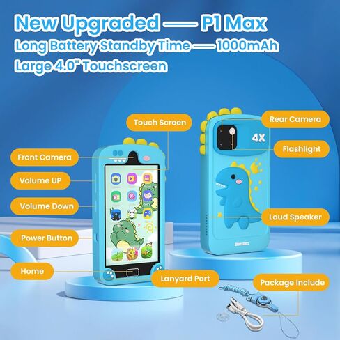 Kids Smart Phone for Girls, 4.0" Touchscreen Dual Camera Cell Phone, Toddler Preschool Learning Educational Toys Birthday Gifts for Age 3 4 5 6 Year Old, Music Player, Puzzle Games, 32GB(Pink) in Kuwait