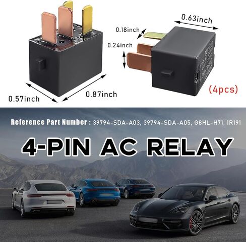 2PCS Car AC Relay, G8HL-H71 AC and Starter Relay Replace 39794-SDA-A03, Power Relay Assembly Starter Relay, 4 Pins Multiple Use Relay Plug for Accord, Civic, Element, CR-V, CR-Z in Saudi Arabia