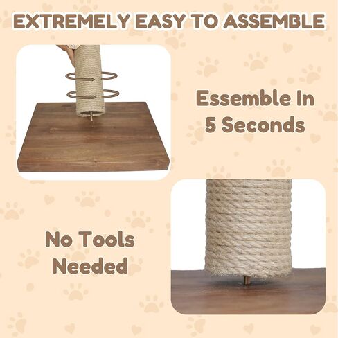Cat Scratching Posts for Indoor Cats, Solid Wood Kiity Post Scratcher, Tall 22 Inch-1 Pillar, Sisal Material Natural in Saudi Arabia