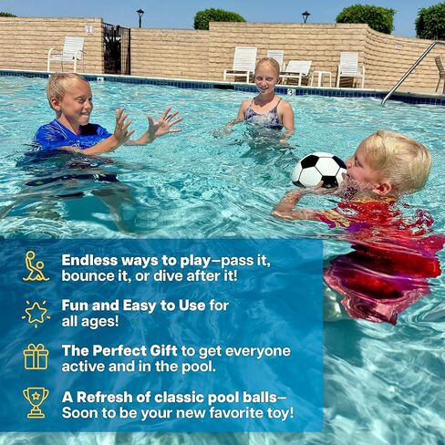 Aqua Dive Pool Ball - Underwater Pool Toys For Kids & Teens - Fun Summer Water Toys & Beach Games for Boys & Girls - Watermelon Gifts for Kids - 6" Soccer Ball - Boy Gift Ages 8 9 10 11 12+ Year Old in Kuwait