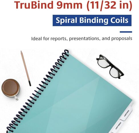 TruBind Binding Spines/Spirals/Coils - 9mm (11/32 inches) - 65 Sheet Capacity - 4 to 1 Pitch - Red - 100 per Box in Kuwait