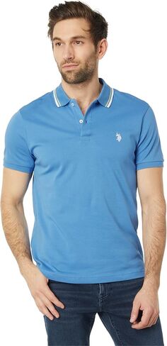U.S. Polo Assn. Slim Fit Tipped Interlock Knit Polo Black MD in Saudi Arabia